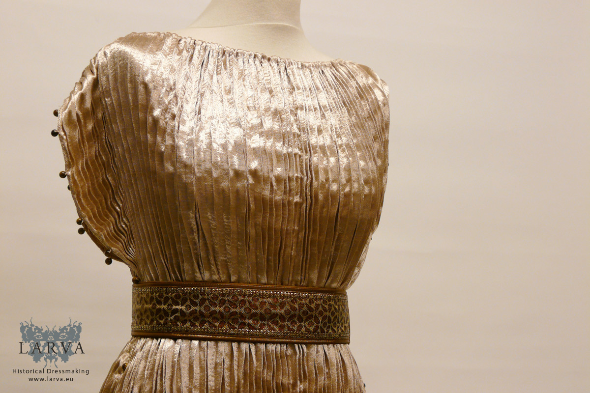 Golden Handpleated Dress with Semi-Precious Gems (Inspired by Fortuny ...
